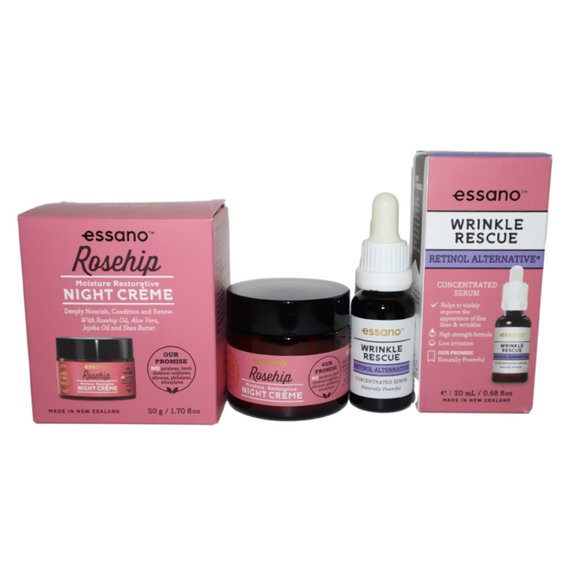 Essano Wrinkle Rescue Retinol Atlernative Serum & Rosehip Facial Moisturizer - Picture 2 of 11